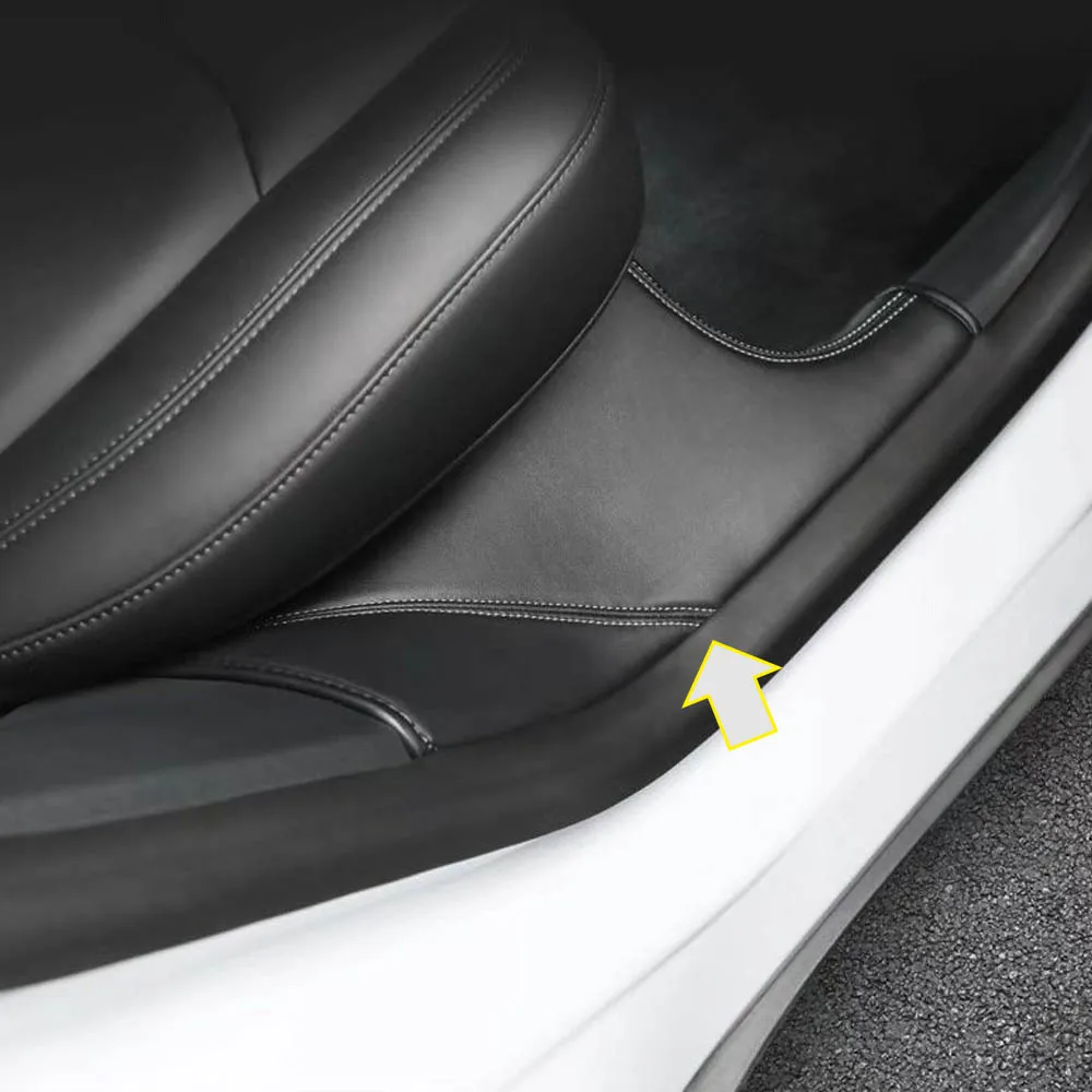 

For Tesla Model Y Rear Door Sill Leather Protective Anti Kick Pad Hidden protection car-styling