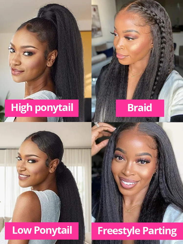 250% الكثافة غريب مستقيم 13x6 الدانتيل الجبهة الباروكات شعر الإنسان ياكي مستقيم الدانتيل الباروكات الأمامية الشعر البرازيلي شعر بشري لعذراء شعر مستعار #2