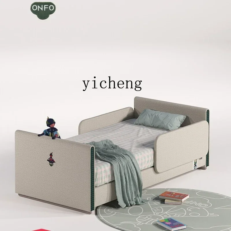 

XTC6 Children's Splicing Single with Fence Soft Bag Solid Wood Multifunctional Parent-Child Bedside Bed