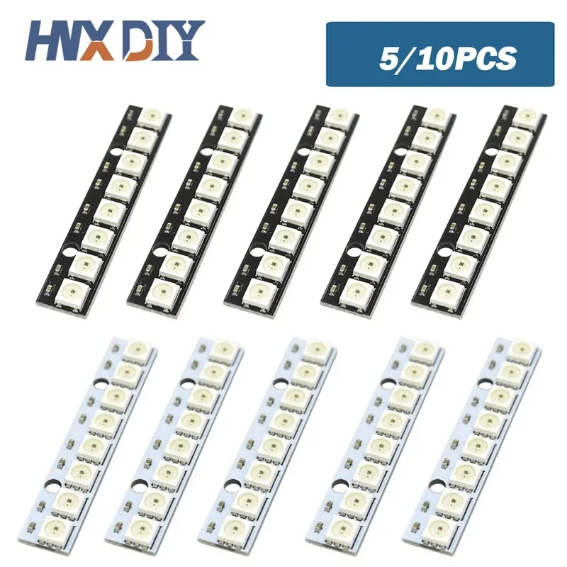 5/10PCS 8*1Bit 8 Bits WS2812 5050 RGB Full LED Lamp Panel Module 5V WS2812B Rainbow LED Precise For Arduino 8 Channel Lights