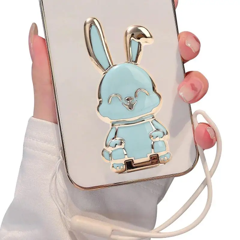 Universal Finger Ring Phone Holder Desktop Convenient Cartoon Rabbit Phone Stand Foldable Buckle Adhesive Pull Rod Support Frame