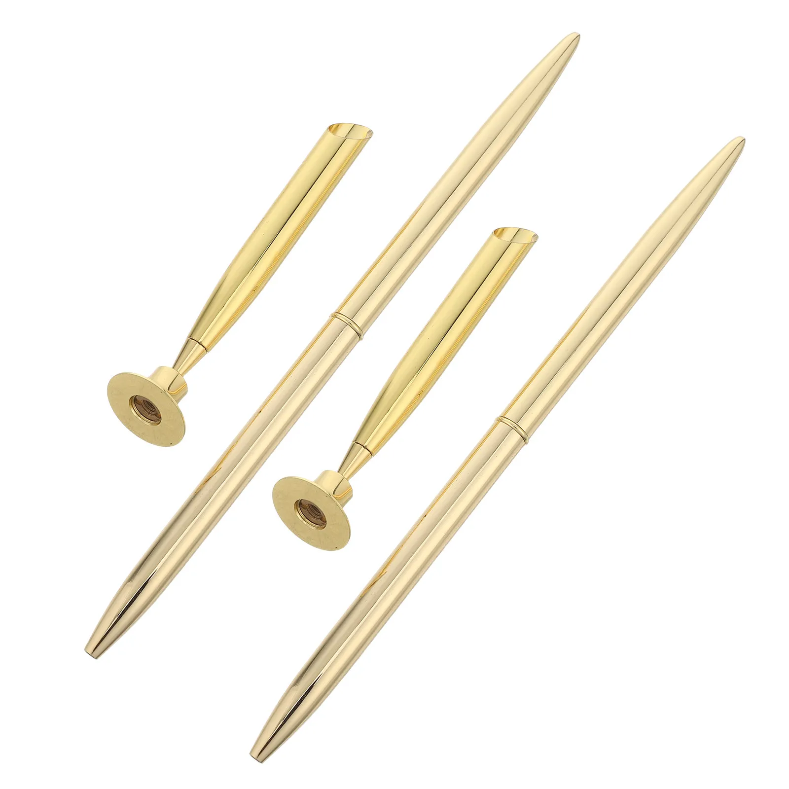 

2 Sets Gold Ballpoint Pen Reception Counter Signing Pen Metal 0.5mm Guest Book Wedding Desk Holder Office Signature