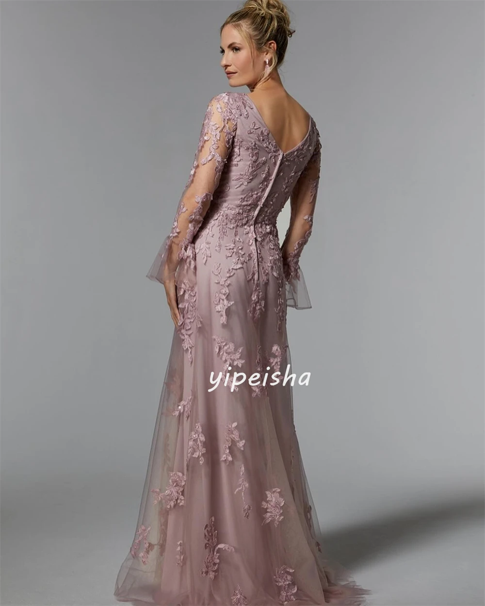 Customized Tulle Ruffle Applique Ruched Party A-line V-neck Bespoke Occasion Gown Long Dresses