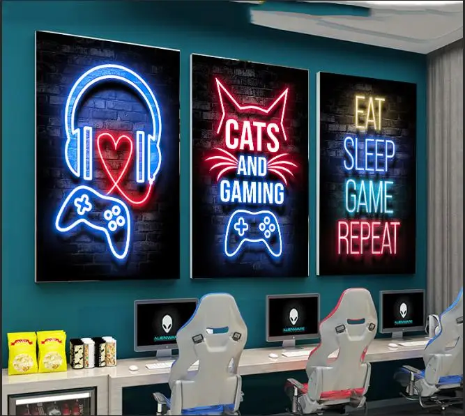 Nordic Gaming Gamer Quotes Art Posters and Prints Canvas Painting Wall Pictures for Boys Game Room Decor Home Decor (Not Neon)