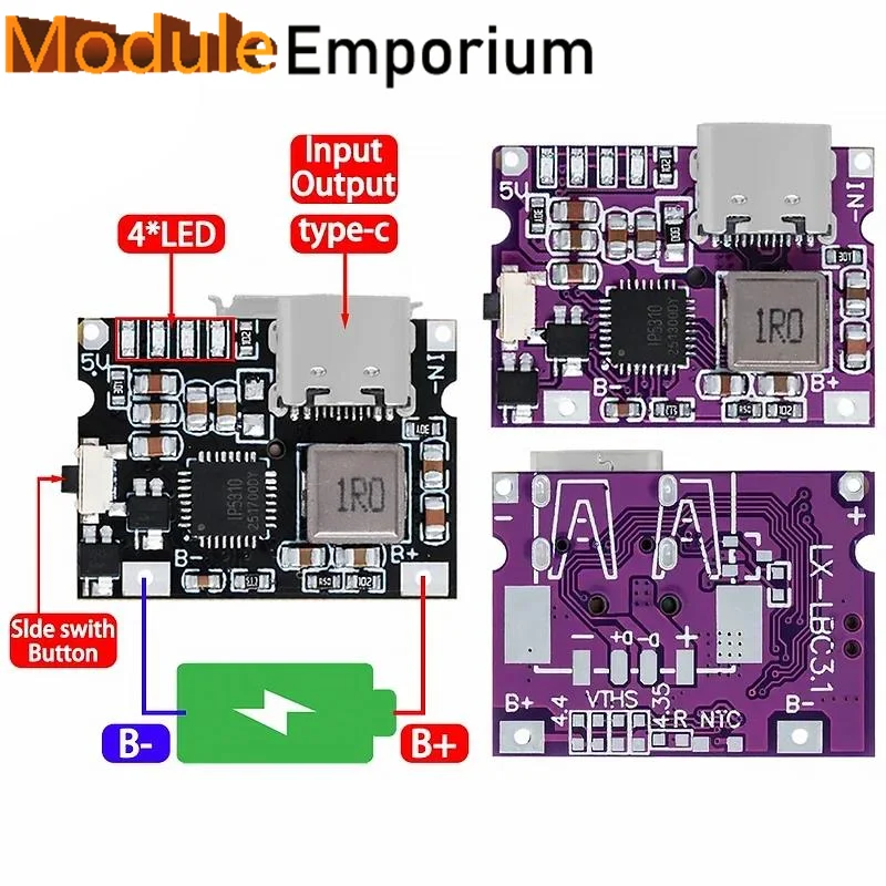 Type-C /Micro USB 5V 1A 2A 3.1A Boost Converter Step-Up โมดูล Mobile Power Bank อุปกรณ์เสริมป้องกัน