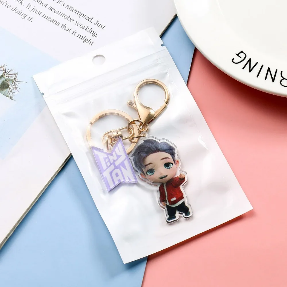 New Fashion Korean Stream Keychain Cute Cartoon Bulletproof Boy Key Ring Bag Pendant Acrylic KPOP Support Surrounding Keychain