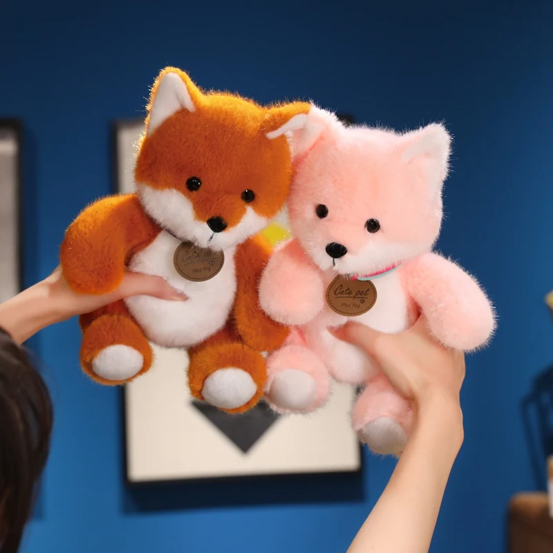 Kawaii morbida medaglia volpe peluche bambola cuscino cartone animato carino seduto rosa arancione volpe peluche decorazione della casa regalo per i bambini