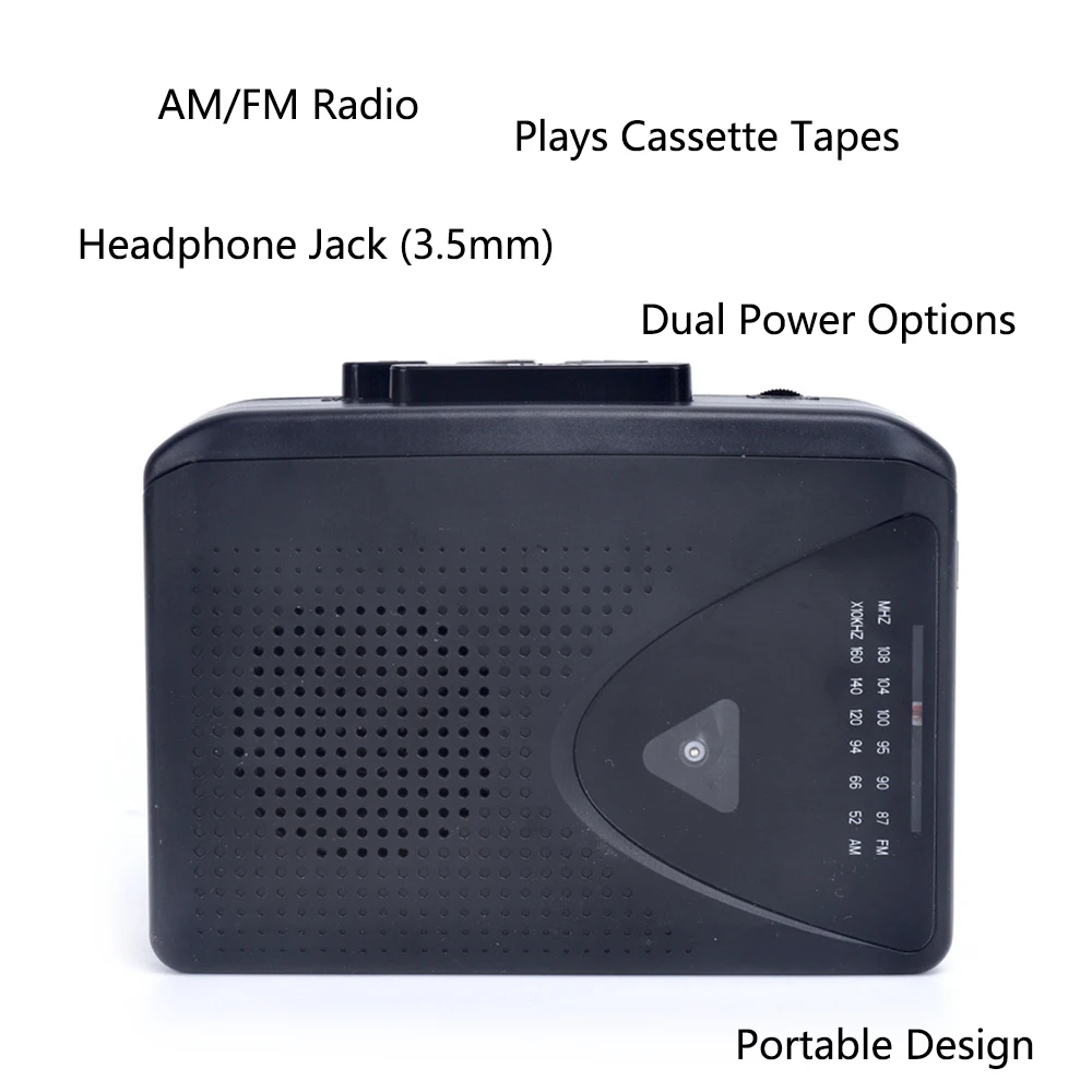 

Portable Cassette Player & AM/FM Radio Walkman with Built-in Speaker - English Learning Ready