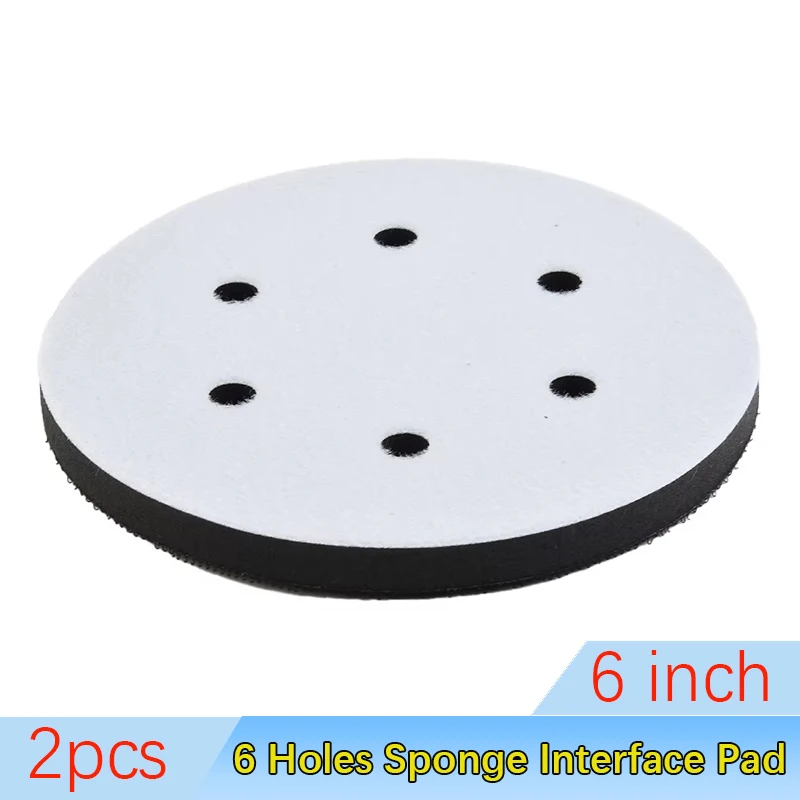 2Pcs Interface Pad 6 Inch 6 Holes Hook And Loop Soft Sponge 