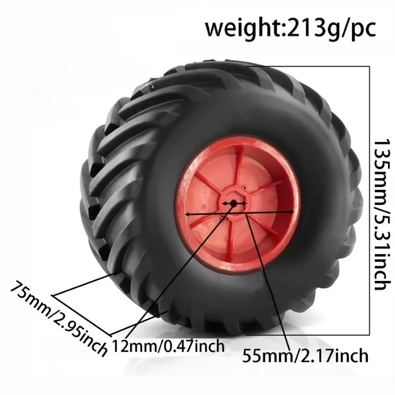 RC Car 4pcs 133mm 1/10 Monster Truck Buggy Tires Big Wheel 12mm Hex for Trx4 HIMOTO HSP HPI Tamiya Kyosho Upgrade Parts