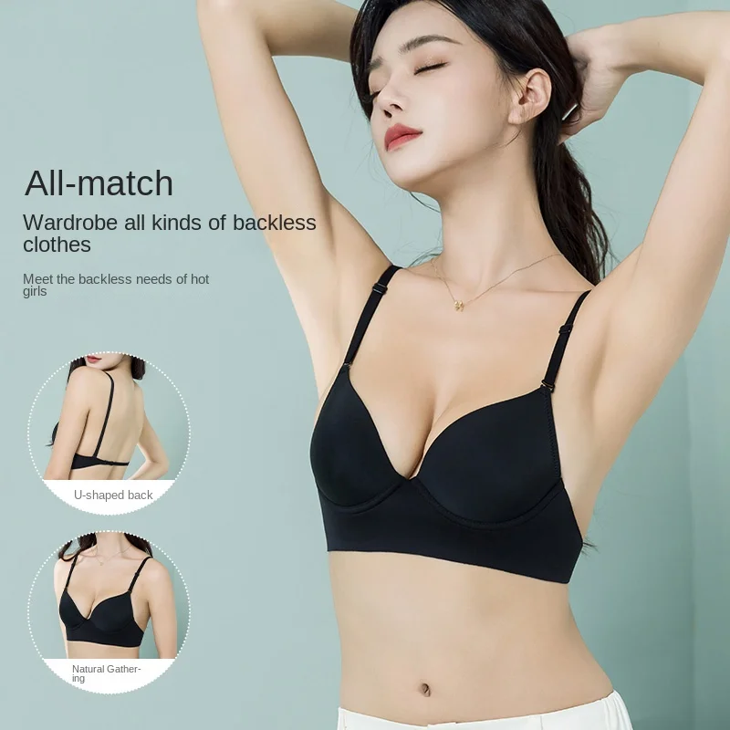 Biancheria intima senza cuciture di un pezzo i seni piccoli femminili raccolgono la schiena di bellezza Sexy senza reggiseno Push-Up con anello in acciaio comodo reggiseno sottile
