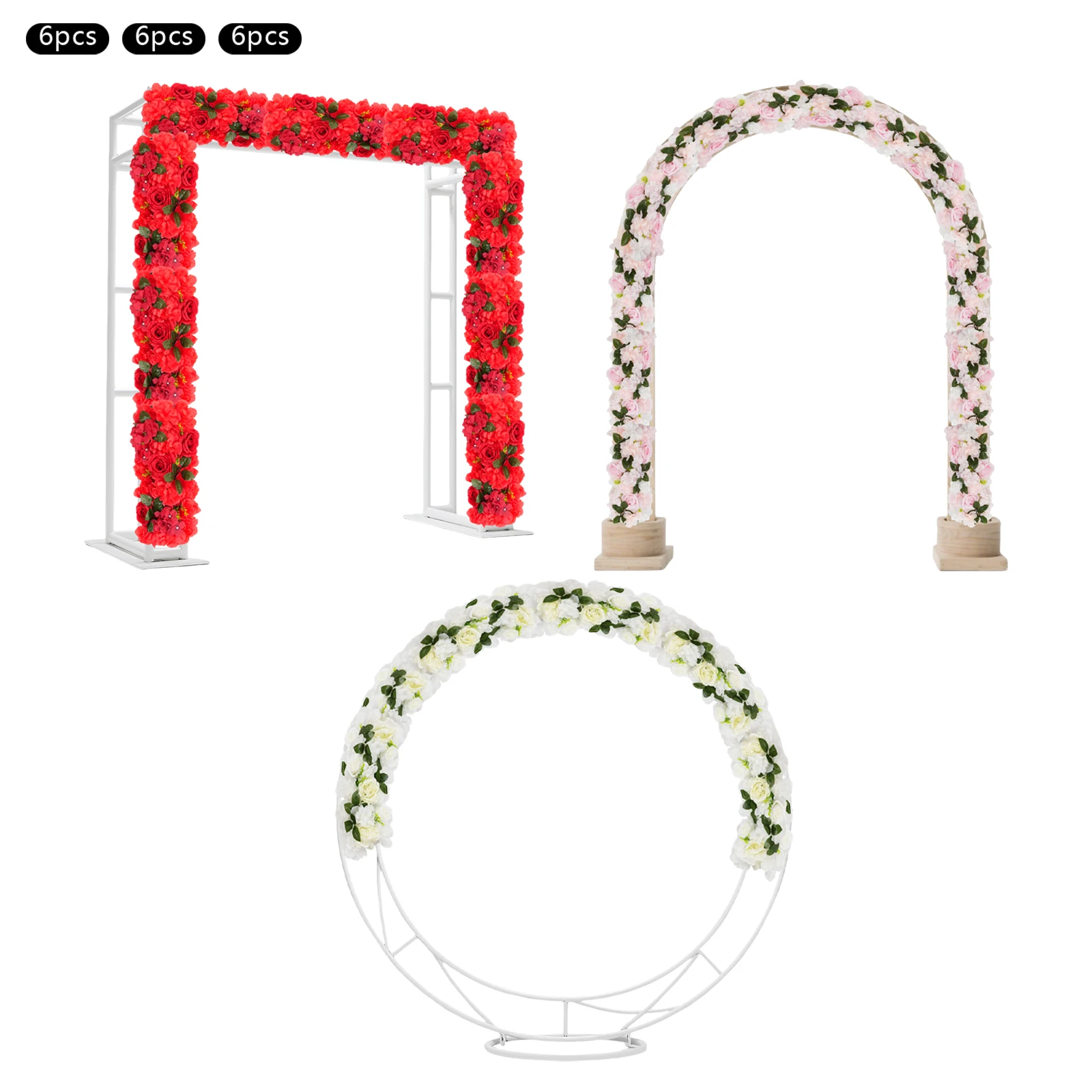 

6PCS 40*60*8m Silk Cloth Artificial Flower Wall Panels,Flower Wall Mat,Artificial Flower Wall Backgroun Off-white/Red/Light Pink