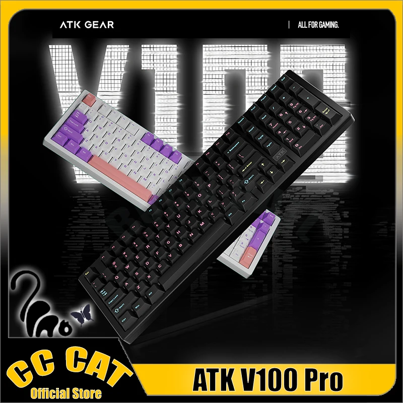 ATK V100 Pro Mechanical Keyboard Three Mode Wireless Aluminium Alloy Gaming Keyboard Custom Low latency PC Gamer Accessories