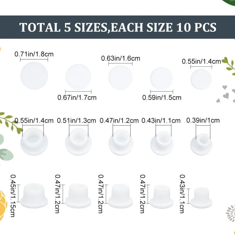 50PCS 5 Sizes Salt and Pepper Shaker Rubber Stoppers 10mm 11mm 12mm 13mm 14mm Diameter Replacement Plug Bottle Corks Reusable