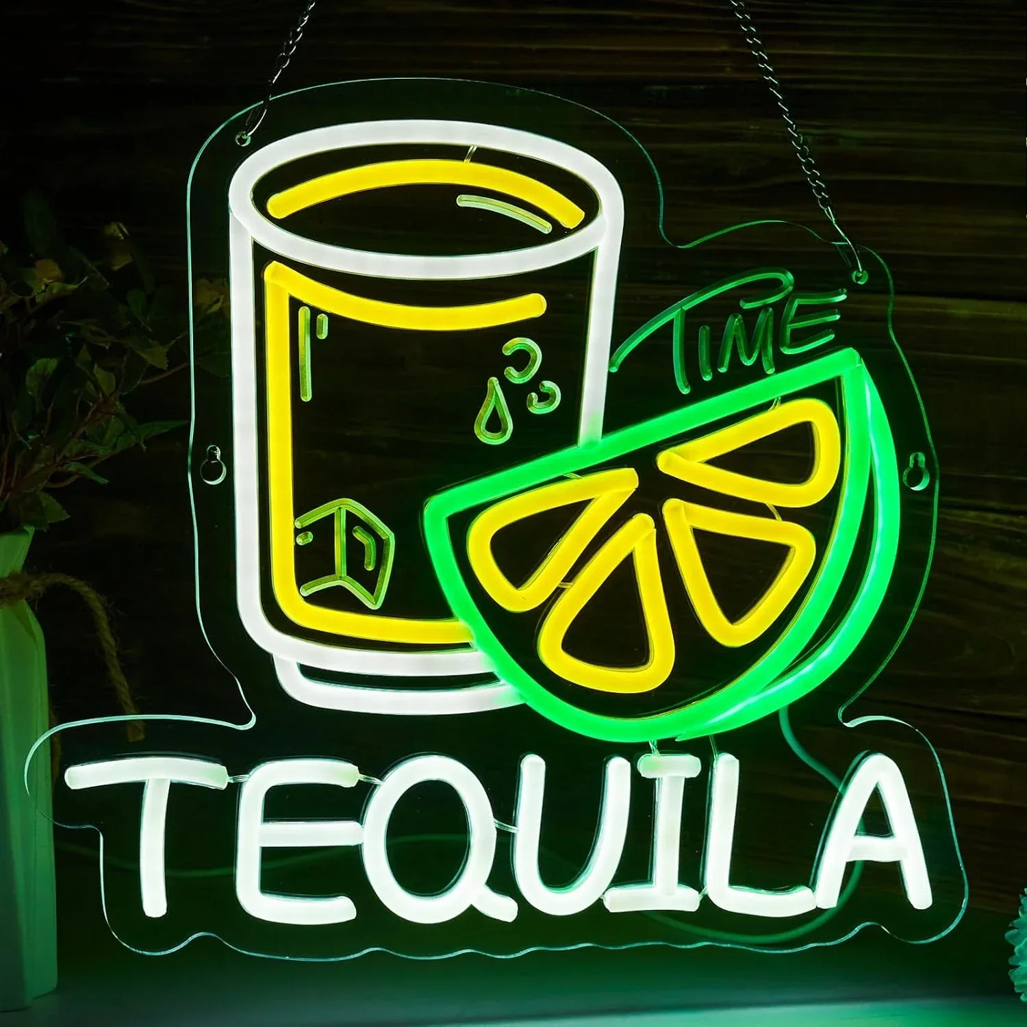 Tequila Time Neon Sign Lime Glass LED Wall Art USB Powered Acrylic Glow Lamp Bar Cafe Kitchen Party Decoration Hanging Light
