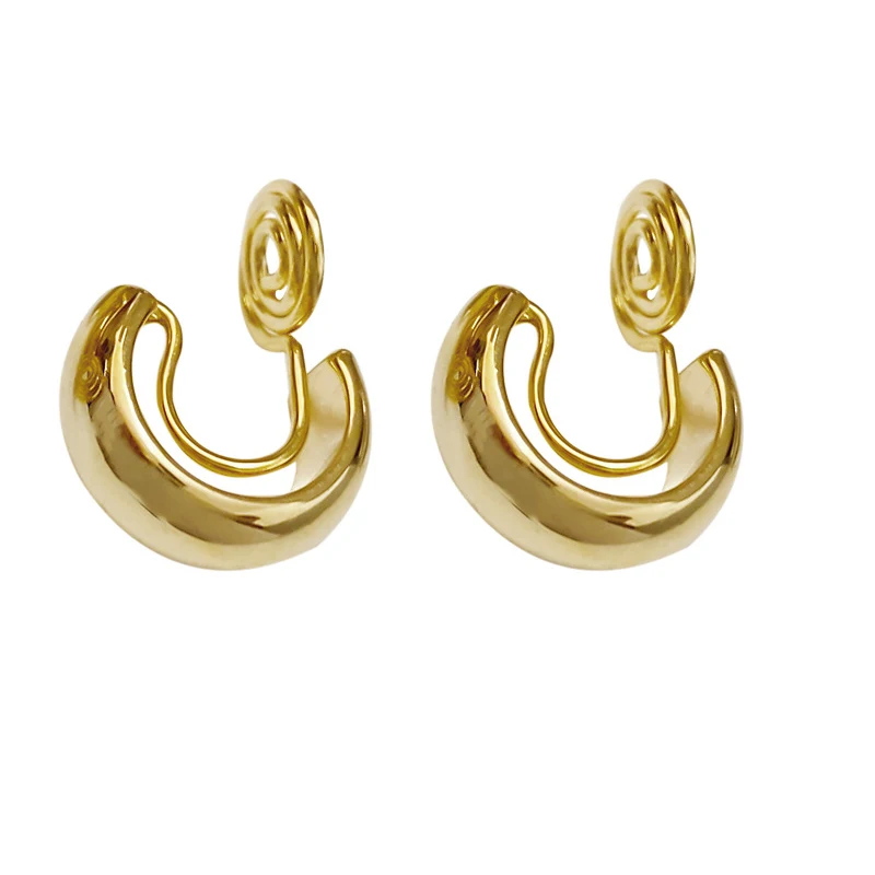 2022 Hot Sale Vintage Huggie Clip on Hoop Earrings Without Piercing Cute Mosquito Coil C Shape Ear Clips for Women Jewelry Gift