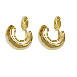 2022 Hot Sale Vintage Huggie Clip on Hoop Earrings Without Piercing Cute Mosquito Coil C Shape Ear Clips for Women Jewelry Gift