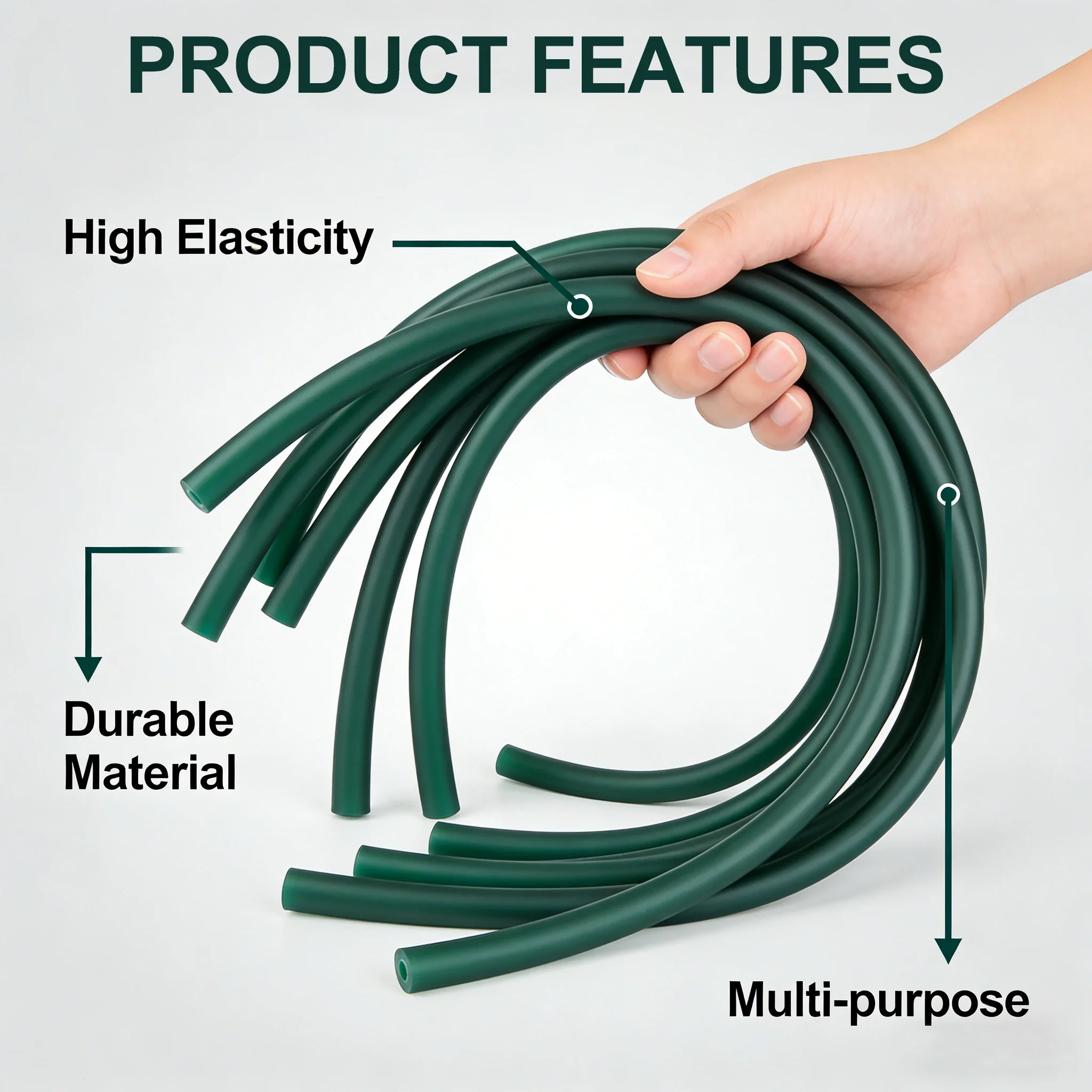 

Зеленые шланги из натурального латекса (1-2-3-5 м, внутренний диаметр 1.6/1.7/1.8/2/3/4 мм) – морозостойкая резиновая трубка для рогаток и катапульт