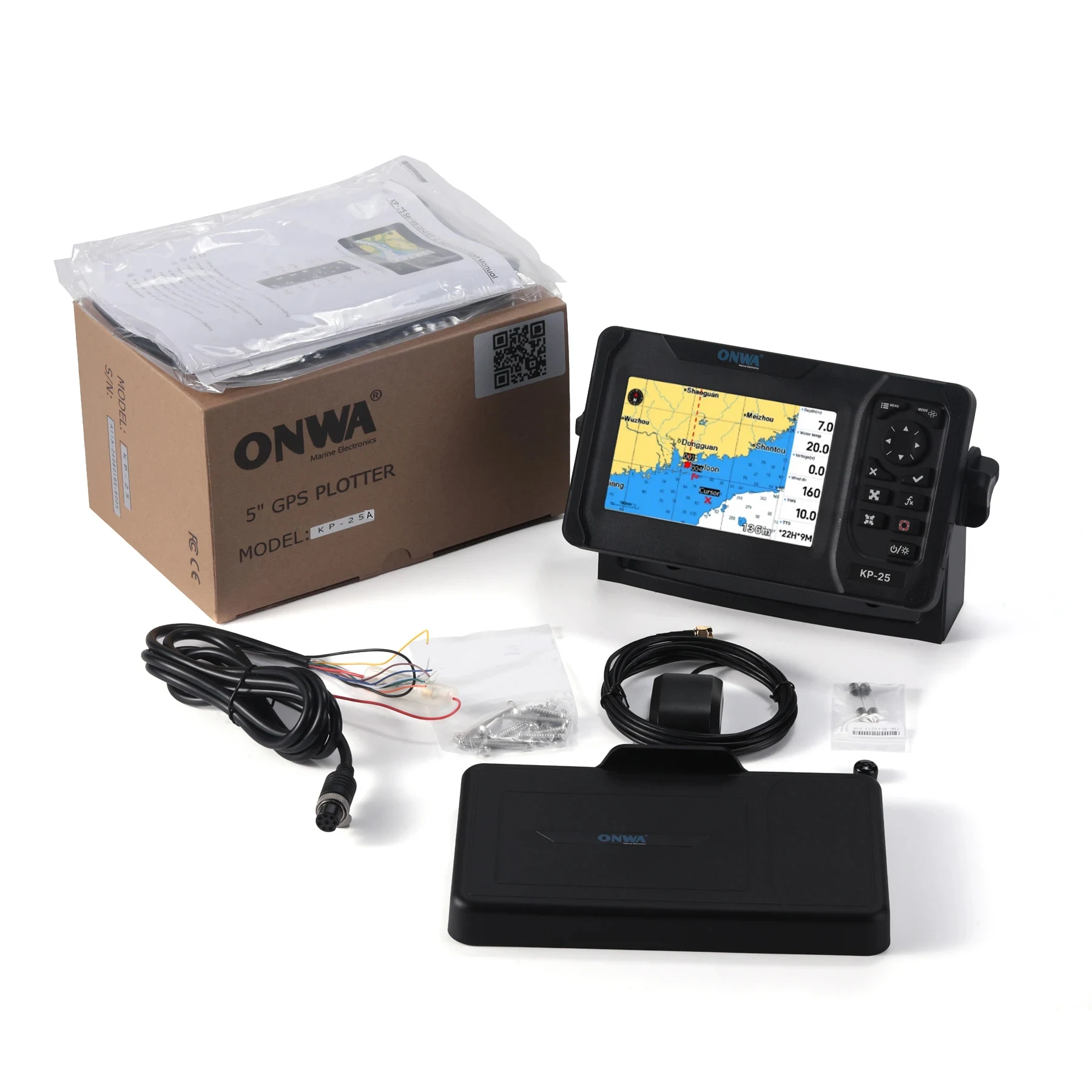 AIS Transponder ONWA KP-25A 5-inch Marine GPS Chart Plotter and with Class B+ AIS Transponder Support GPS GALILEO
