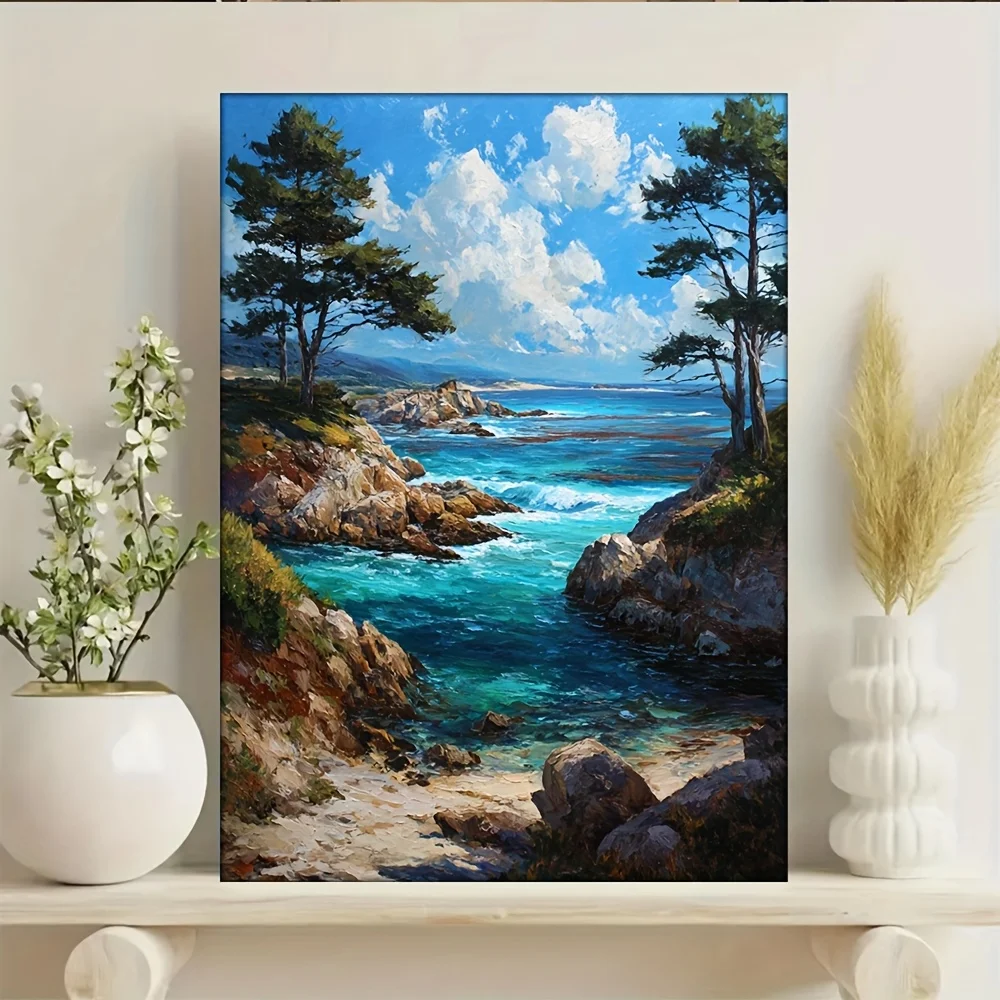 

500/1000/1200/2000PCS Puzzles for Adults Mediterranean Style Pine Landscape,Jigsaw Puzzles Brain Games Gifts Home Decor