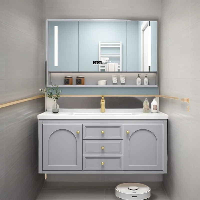 

Bathroom Column Storage Double Washbasin Cabinet Towel Furniture Vanity Floor Mirrors Closed Toilet Wooden Sink Base Shelf Sinks