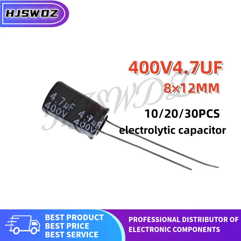 10-20-30Pcs New 400V4.7UF 8×12MM 4.7uf 400v  8*12mm Aluminum electrolytic capacitor