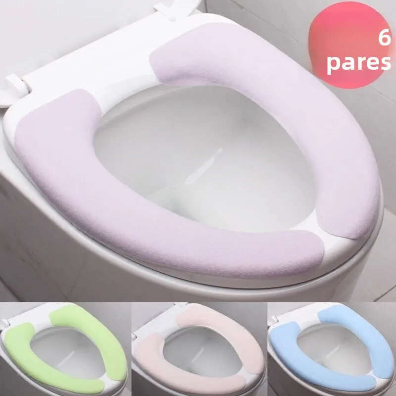 厚みのある粘着性のある防水マカロンカラートイレシートクッション暖かいフリース製トイレカバー家庭用トイレマット浴室用品