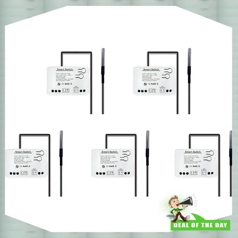 

24-часовая доставка, 5X Tuya, умный переключатель Zigbee с датчиком температуры, пассивное сухое контактное реле Zigbee, работает с домашним помощником A