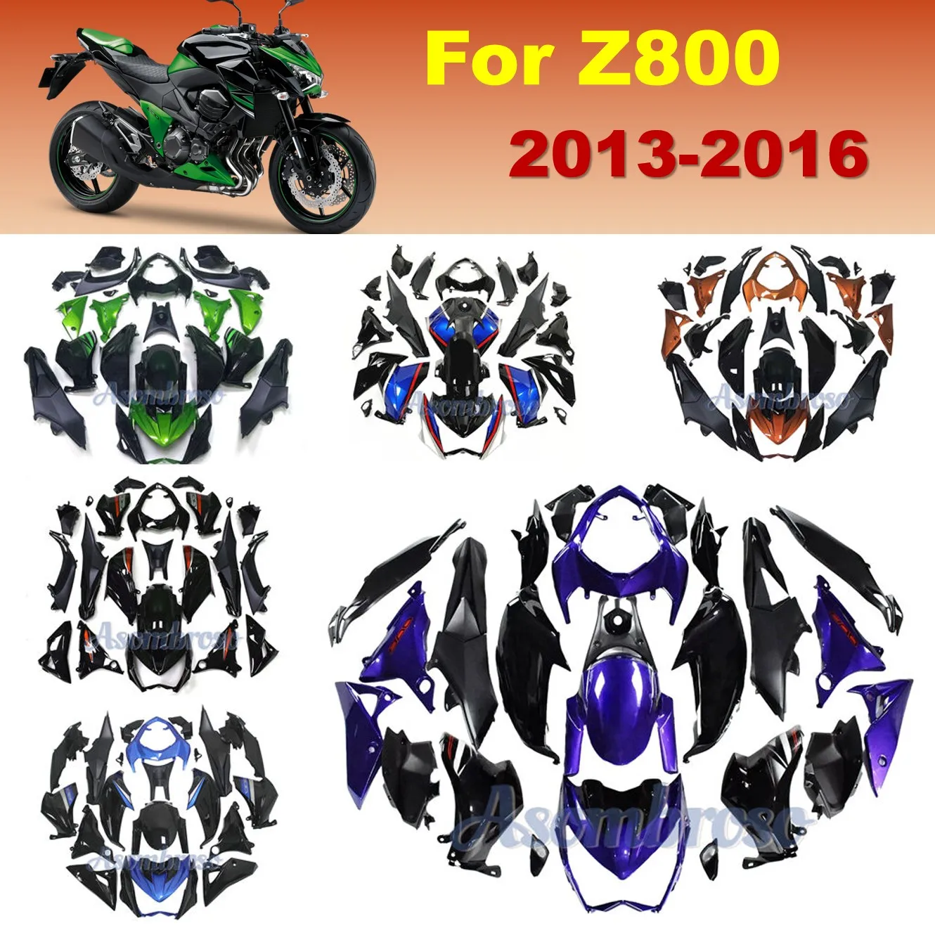

Для Kawasaki Z800 2013 2014 2015 2016 Z 800 комплект обтекателей Roadster ABS пластиковые панели кузова комплект