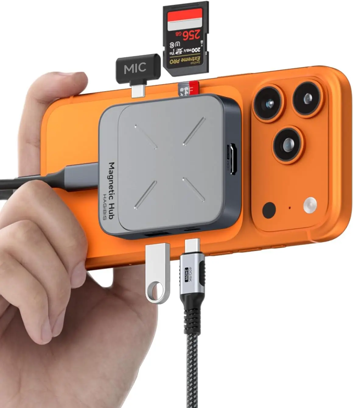 

Magnetic USB C Hub 7-in-1 with Magsafe for iPhone 17/16/15 Pro Max, 4K HDMI, 100W PD, SD/TF Card Reader