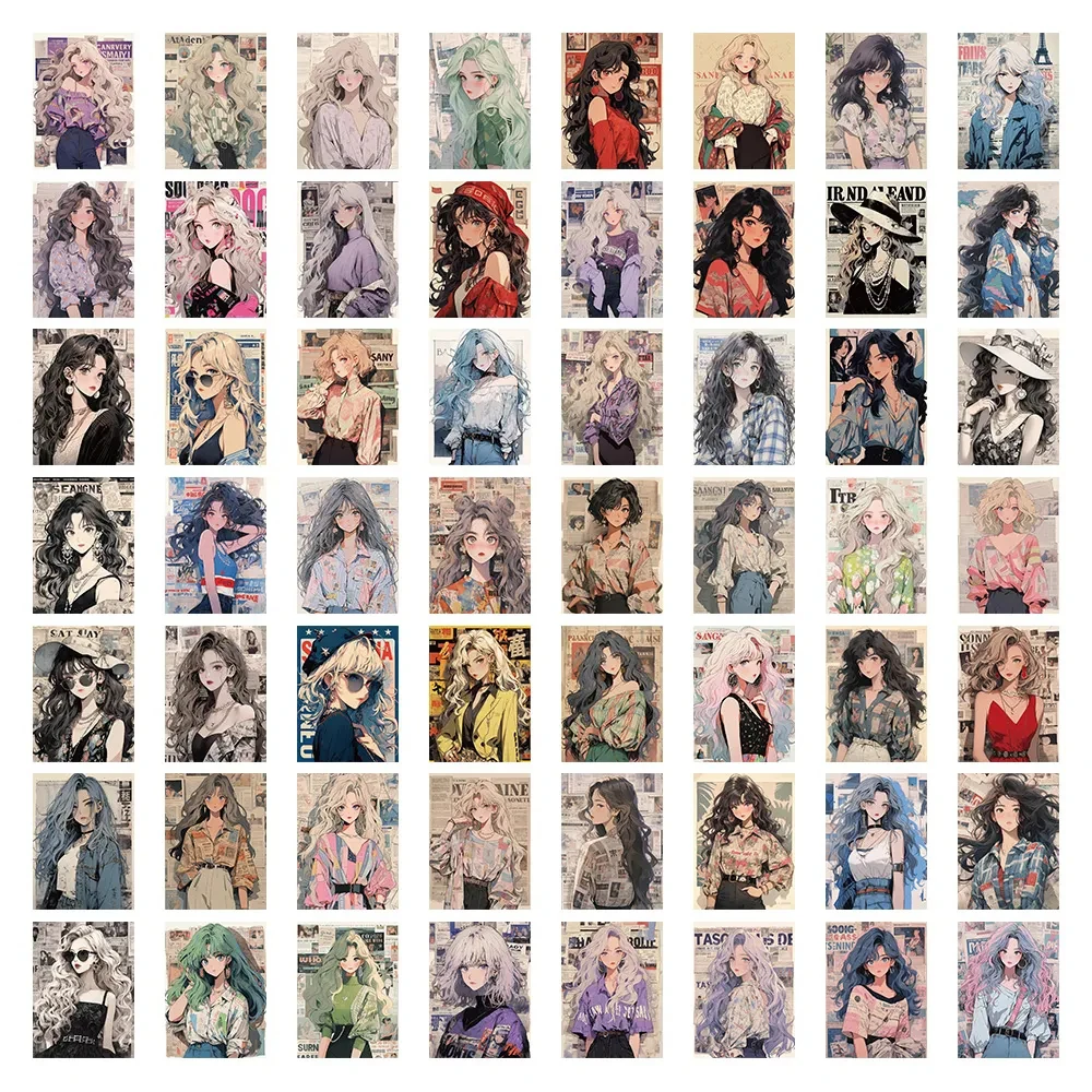 10/30/60Pcs Anime Cute Vintage Girl Graffiti Stickers Fashion Style Aesthetic Classic Cartoon Decals DIY Phone Sticker Wholesale