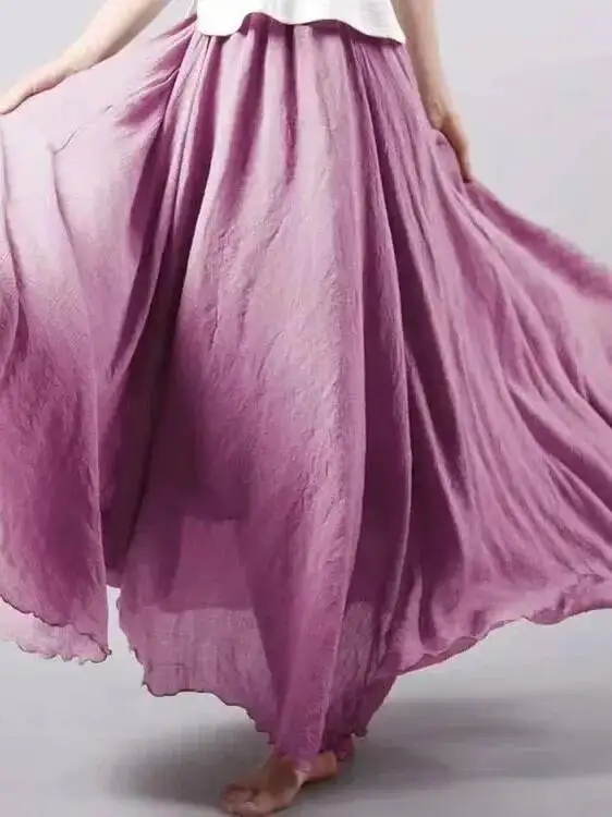 Cotton Linen Clothes Women Skirts Maxi Y2k Elegant Beach Saia Ropa Mujer Casual Vestido Boho Long Skirt Faldas Harajuku GH4I