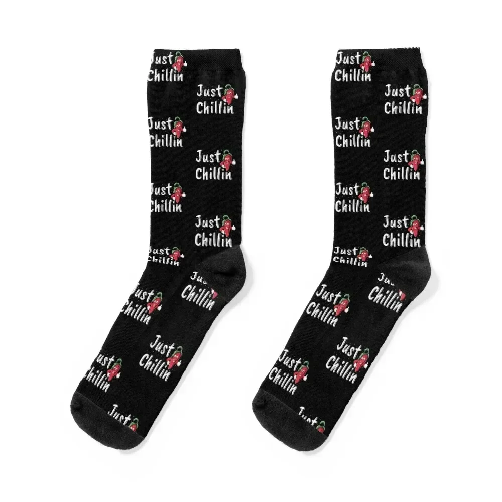 Just Chillin Funny Chili Pepper Spicy Food Lover Socks halloween man hiphop soccer anti-slip Mens Socks Women's