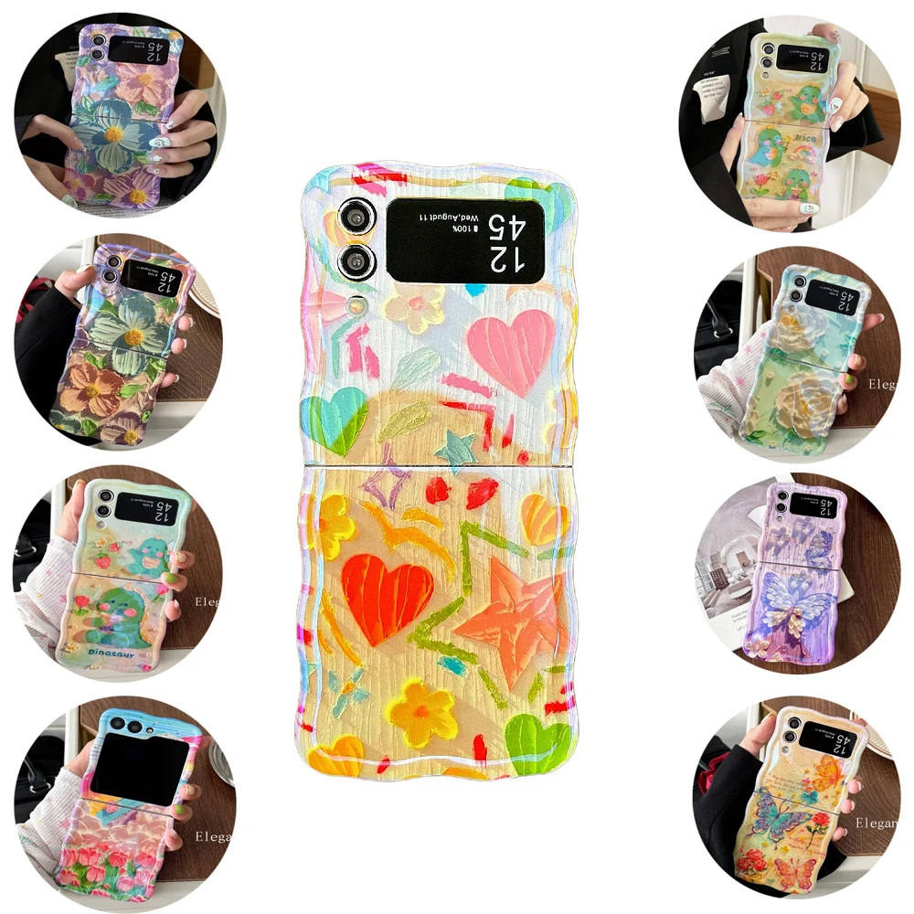 Neue Ölgemälde Mehrere Stile Muster Flip Telefon Abdeckung Für Samsung Galaxy Z Flip6/Z Flip5/Z Flip4 Telefon Fall (Nicht 3D Effekt)
