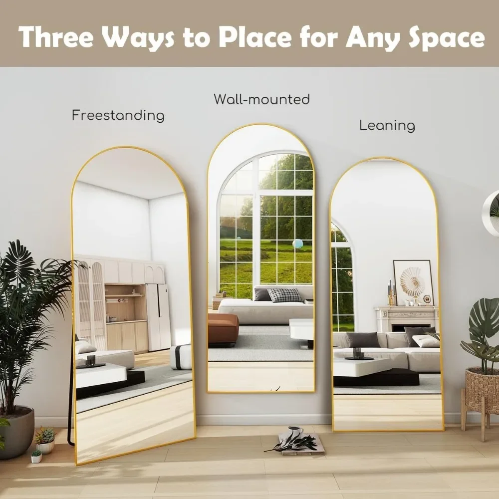 Free Standing Floor Mirror, moderno Full Body Mirror com suporte, espelho de parede com moldura de liga de alumínio, 64 polegadas x 21 polegadas