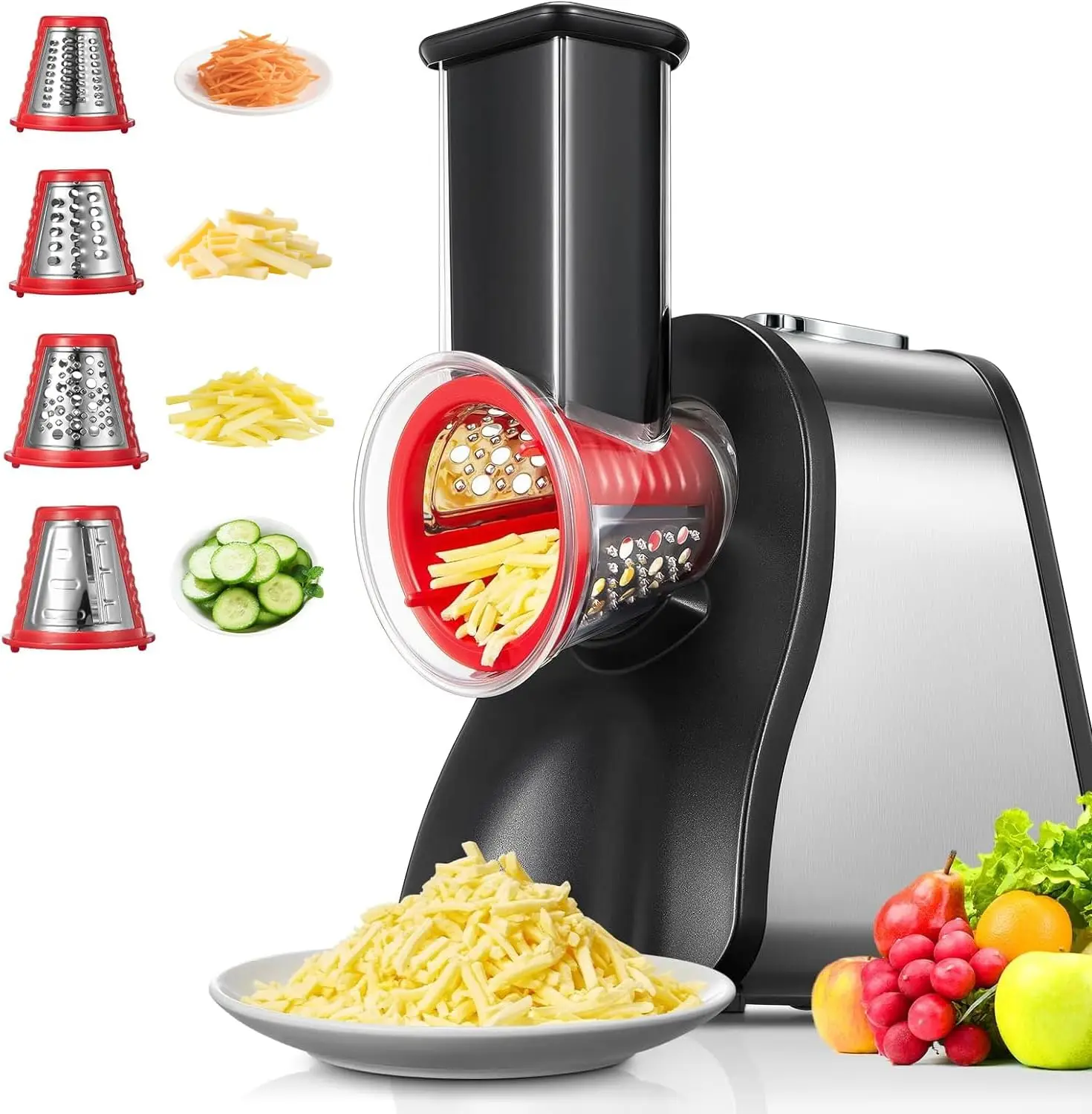 

Electric Cheese Grater Salad Maker, Cheese Shredder for Home Kitchen Use, One-Touch Control Electric Slicer Shredder Ideal