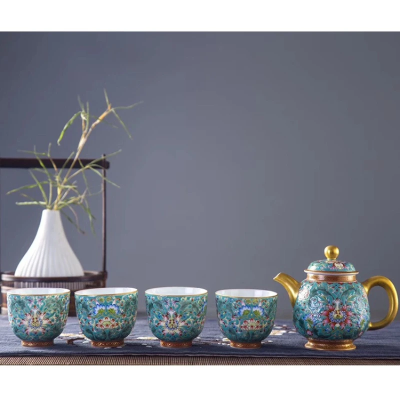 Enamel color porcelain classical gift set ceramic tea set