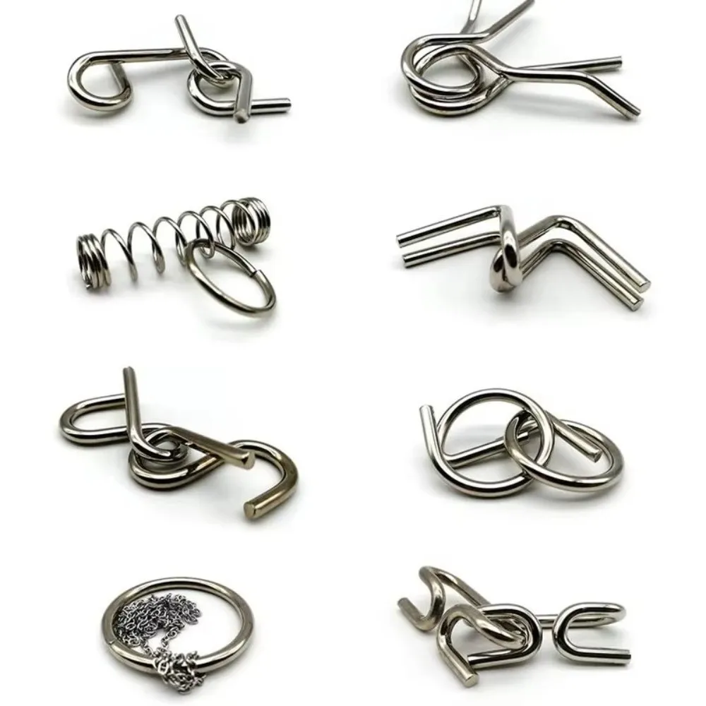 Metal Puzzle Montessori Puzzle Set of 8 Puzzle Wire Wire IQ Games Intellectual Design 3D Design Intellectual Educational Play