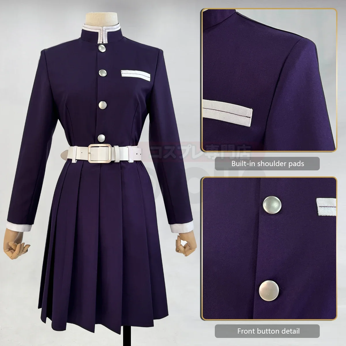 HOLOUN Anime Tsuyuri Kanawo Cosplay Costume Wig Embroidery Purple Top Skirt White Cloak Belt Cos Halloween Christmas Gift view 3