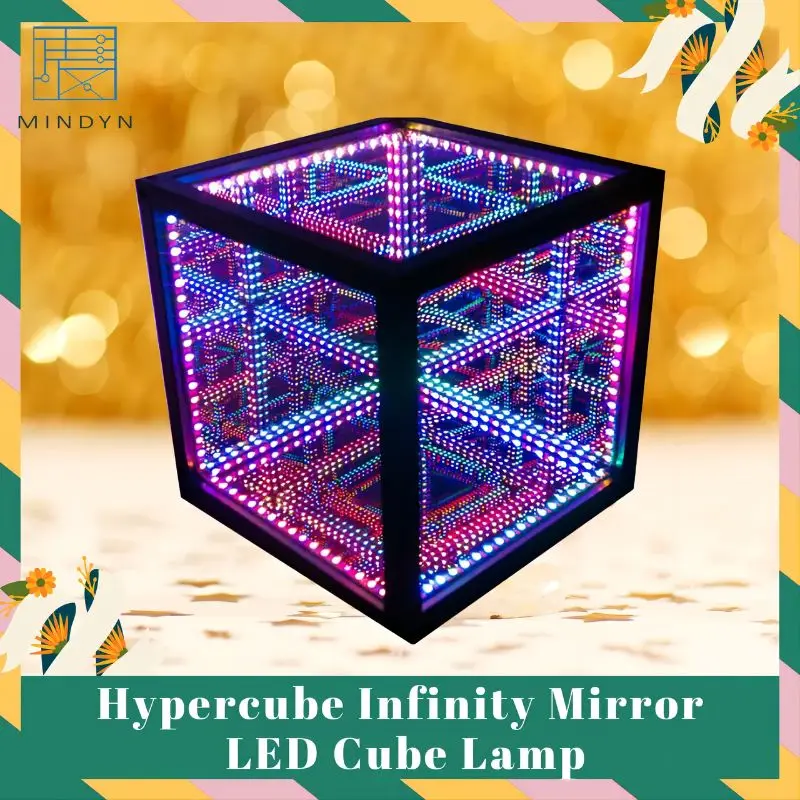 Big Metal Infinity Phantom Mirror LED Hypercube Cool Atmosphere Lights Bar Music Interactive Lamp Gift Decoration For Party