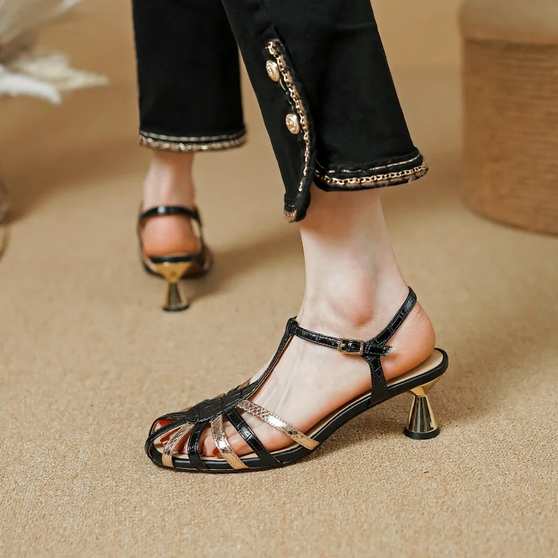 Elegant Thin High Heels Women Sandals Summer Fashion Narrow Band Ankle Strap Mature Office Ladies Party Shoes Woman 2023 New