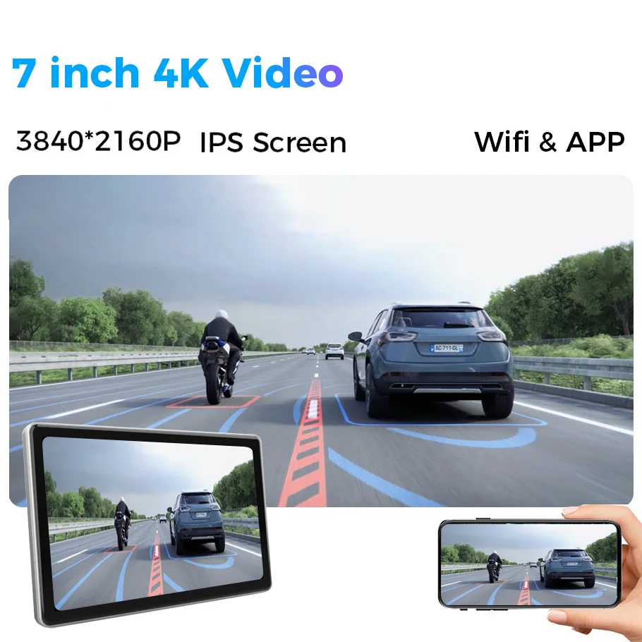 Universal 7 inch Car Mirror Car Radio Multimedia 4K WiFi GPS Video Recorder Wireless Carplay&Android Auto AUX Wired Bluetooth