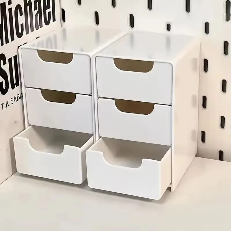 3-Layer Mini Desktop Storage Box With Multifunctional Drawers For Miscellaneous Items Lipstick Cosmetics And Storage Supplies
