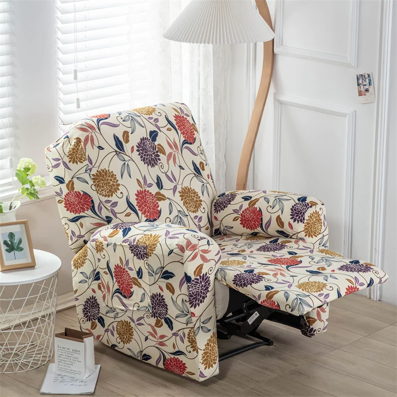 1 Seater Prints Recliner Chair Cover Spandex Stretch Floral Lazy Boy Armchair Cover Elastic Sofa Slipcovers for Living Room