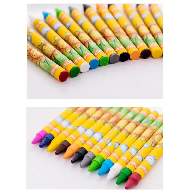 HEYEJET 12 Colors Non-Toxic Crayon Oil Painting Stick Kids Student Pastel Pencils for Drawing Colored Pencils