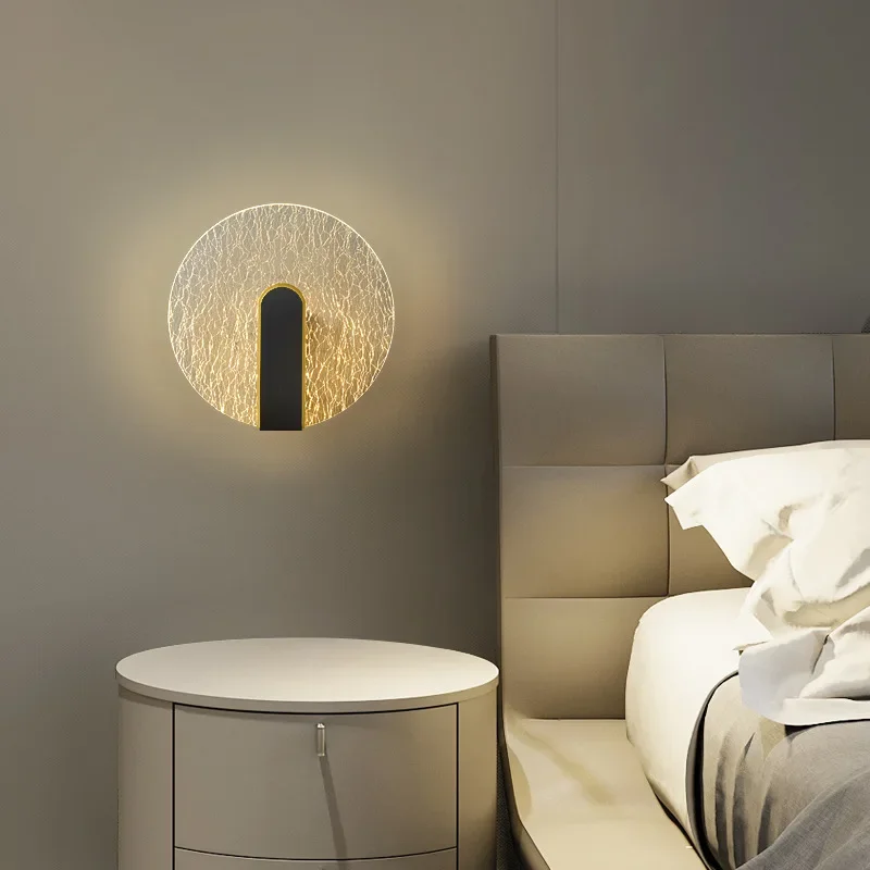 Lámparas de pared de lujo para decoración del hogar, pantalla acrílica para dormitorio, candelabro creativo con grietas, iluminación LED para sala de estar, Lustre