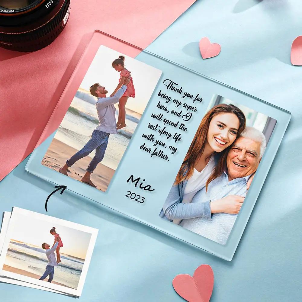 Custom Mother Father Day Acrylic Plaque Personalized Photo Text with Quote Gift for Mom Dad Grandma Grandpa Anniversary Birthday