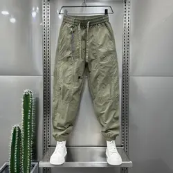 Summer Letter Quick-drying Casual Pants Trendy Loose Thin Nine-point 2025 New Ice Silk Sports Harem Trousers