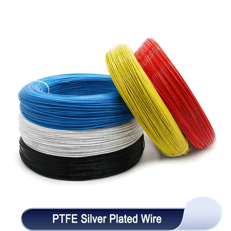 

1/5m PTFE Wire High Purity OFC Silver Plated 30~10 AWG Electronic Signal Copper HiFi Audio Speaker Headphone Cable DIY