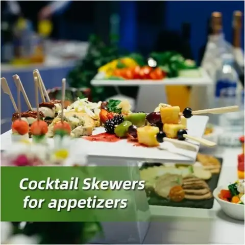 100PCS Bamboo Skewers | Cocktail Picks Fancy Toothpicks | Disposable Food Sticks Forks | Bbq Fruit Appetizers Party Drinks